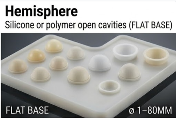 Hemisphere flat-base open cavities